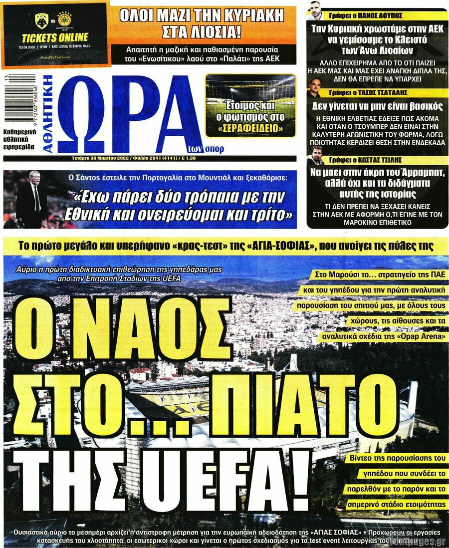 Τα πρωτοσέλιδα των πολιτικών και αθλητικών εφημερίδων