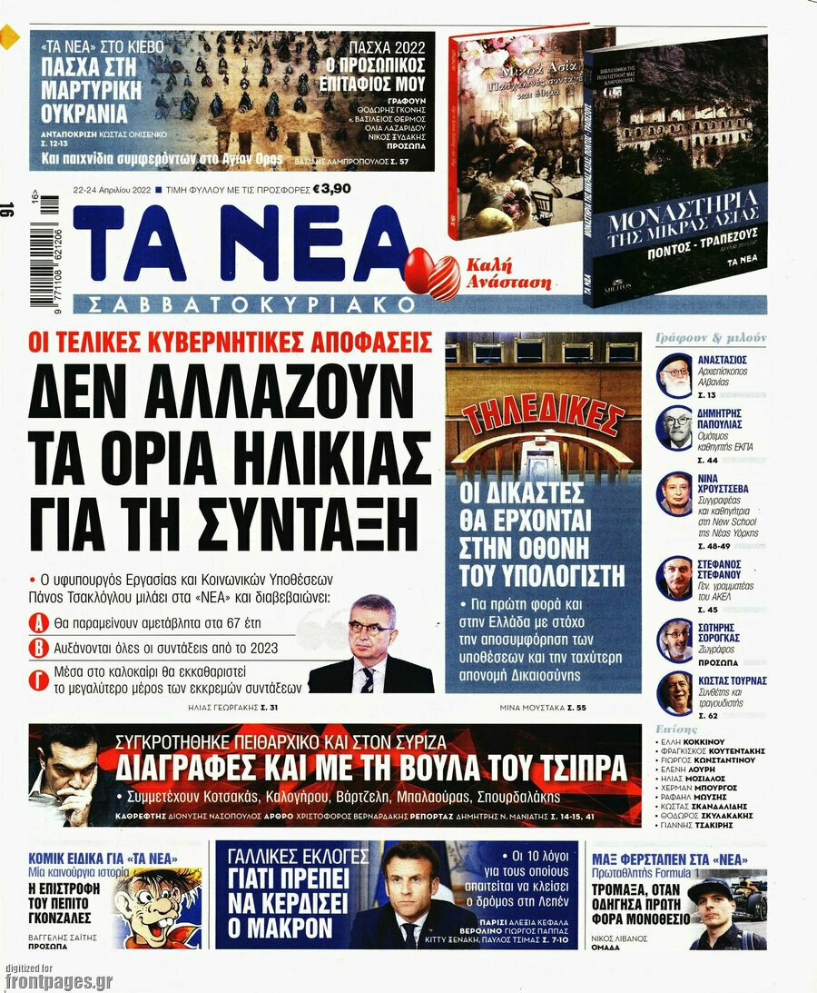 Τα πρωτοσέλιδα των πολιτικών και αθλητικών εφημερίδων 