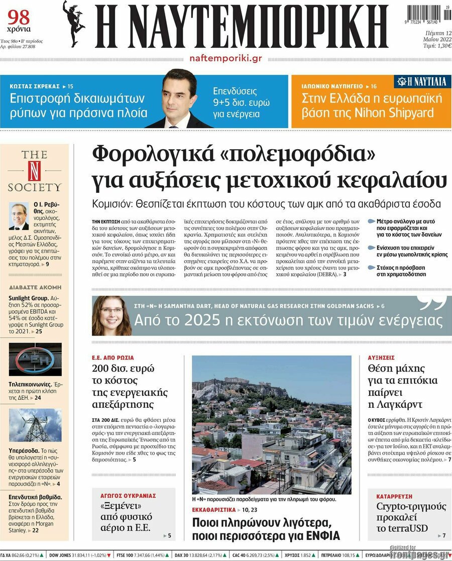 Τα πρωτοσέλιδα των πολιτικών και αθλητικών εφημερίδων