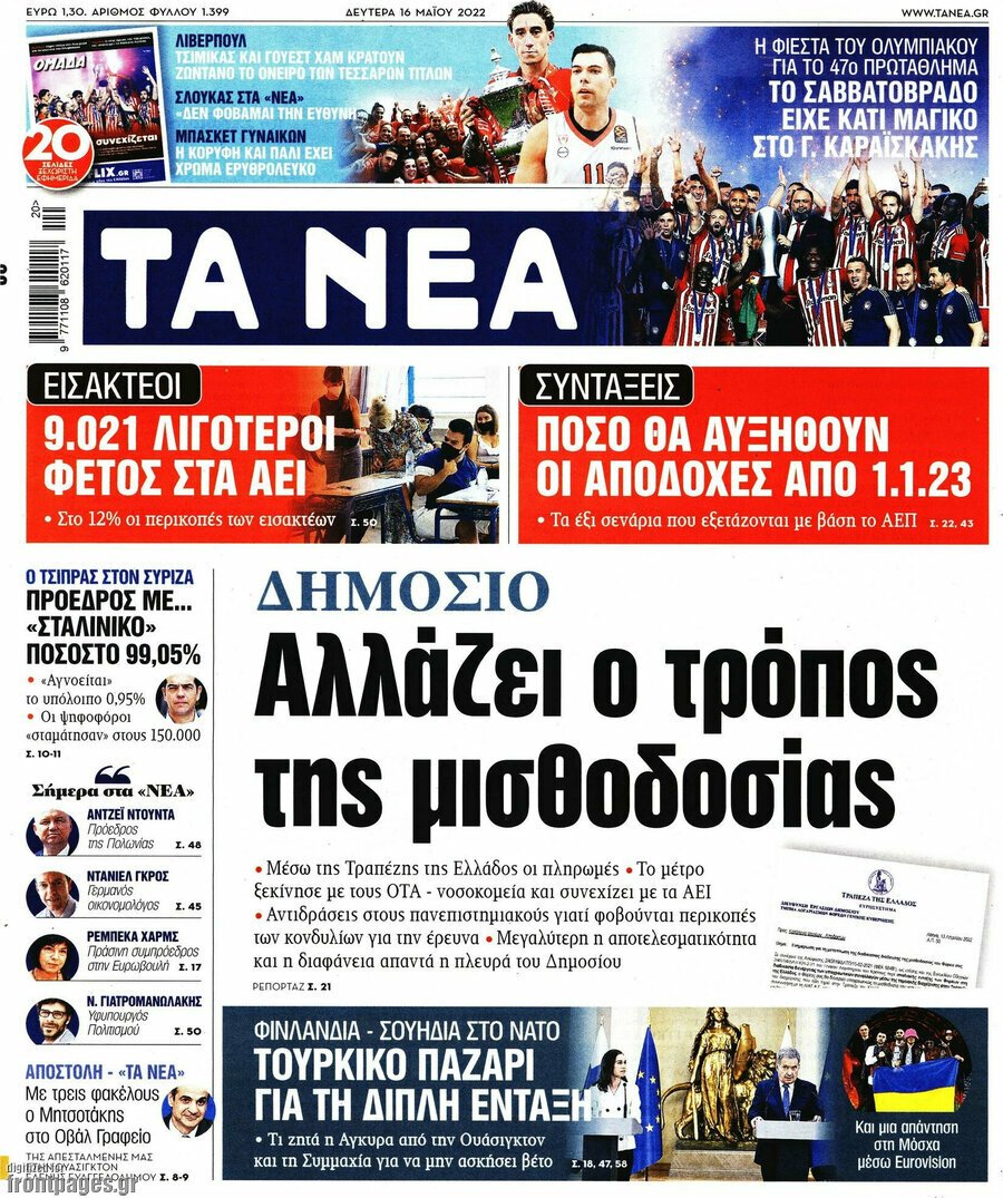 Τα πρωτοσέλιδα των πολιτικών και αθλητικών εφημερίδων