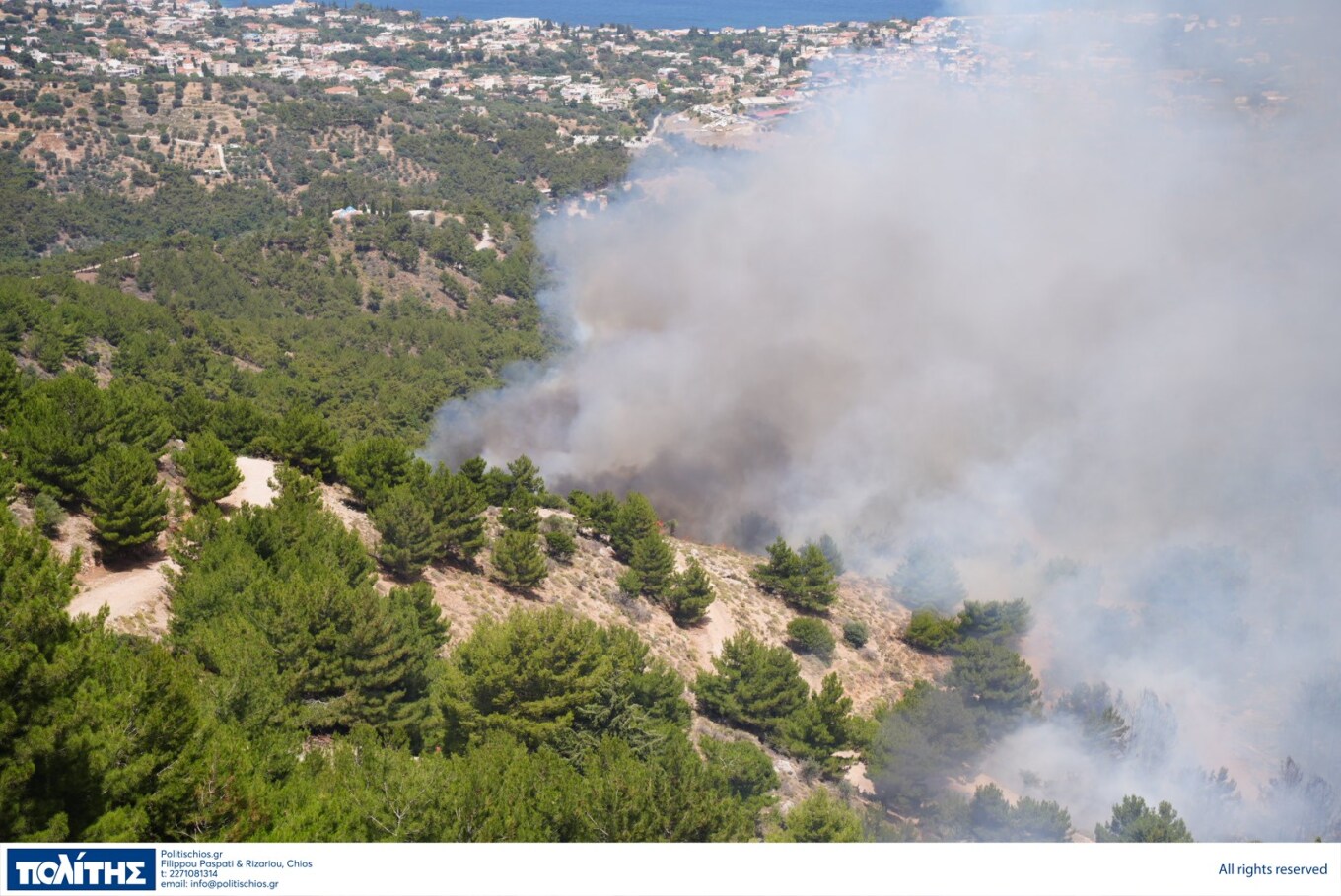 Βελτιωμένη η εικόνα της φωτιάς στη Χίο