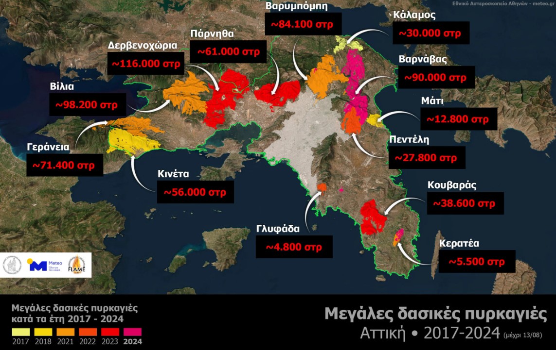 Το 37% των δασών της Αττικής κάηκε τα τελευταία οκτώ χρόνια